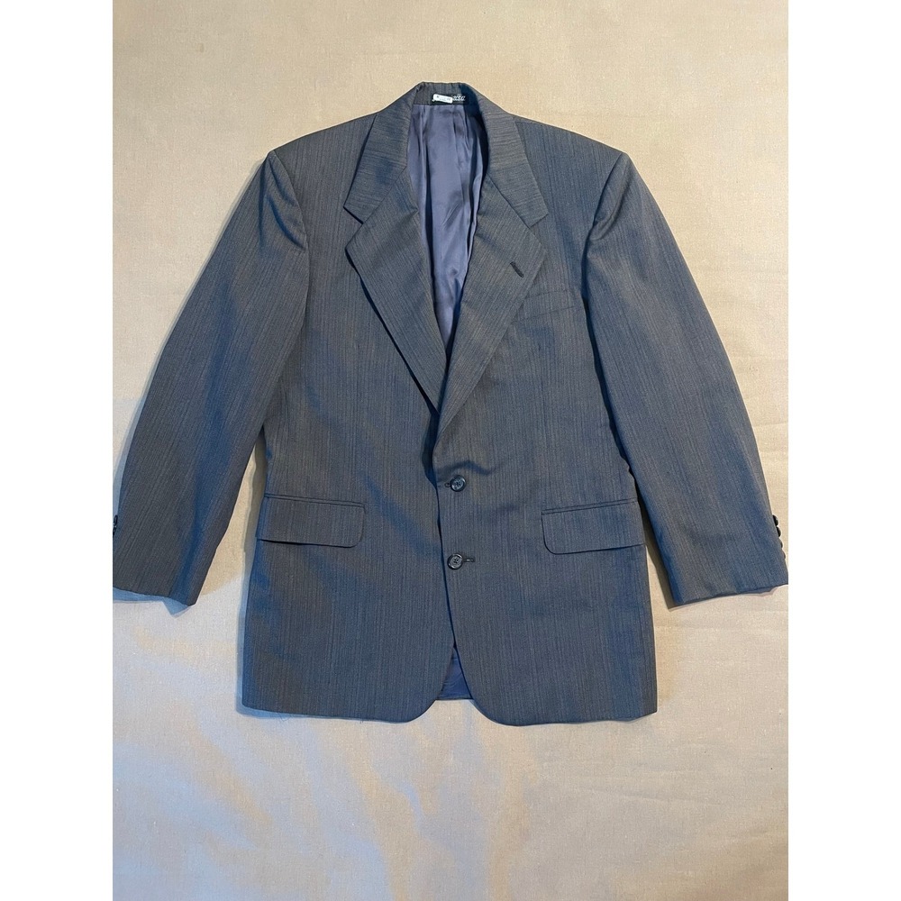 Tom James Wool Sport Coat 41R Gray Two Button Blazer Lined 31" Length made USA